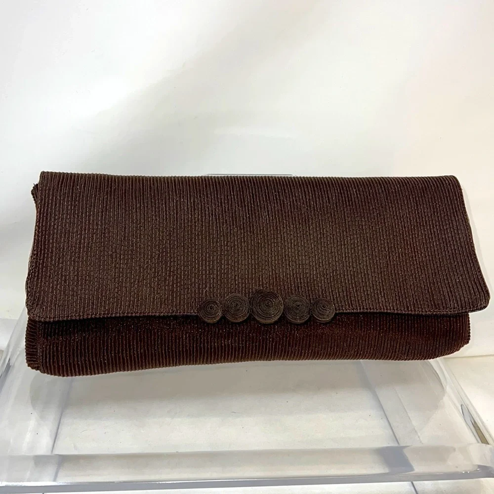 Ultimo Brown Silk Crepe Large Clutch Bag